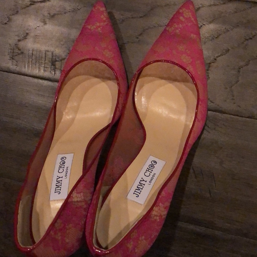 Jimmy chop lace high heel shoes